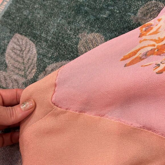 Free People Mini Dress Medium Pink Sleeveless Floral Faded Bloom Sleeveless M - Picture 13 of 16